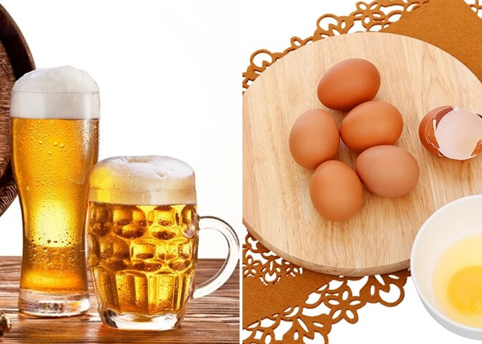 Công thức dưỡng trắng da bằng bia và trứng gà